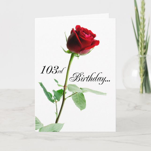 103rd Birthday Red Rose Card (Front)
