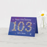 103rd Birthday - Star Numbers - Blue - Age 103