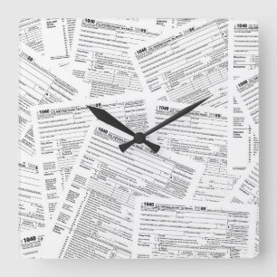 1040 IRS Tax Form Collection Square Wall Clock