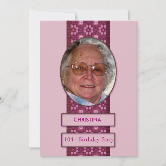 104th Birthday Party Invitation Picture and Name (Front)