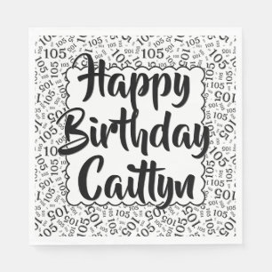 105 Birthday Number Pattern Scallops Black/White Napkin
