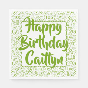 105 Birthday Random Number Pattern Scallops Green Napkin