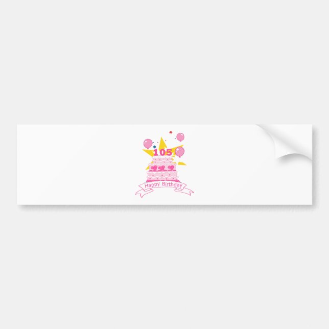 105 Year old Birthday Cake Bumper Sticker (Front)
