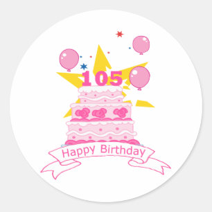 105 Year old Birthday Cake Classic Round Sticker
