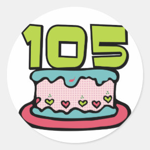 105 Year Old Birthday Cake Classic Round Sticker
