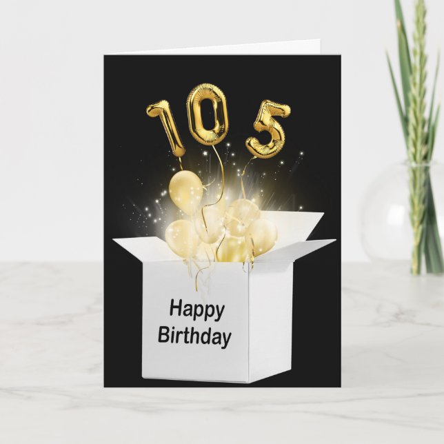 105th Birthday Balloons In White Box   Card (Front)