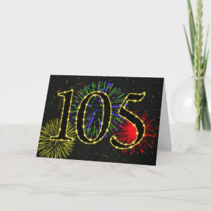 105th Birthday card with fireworks