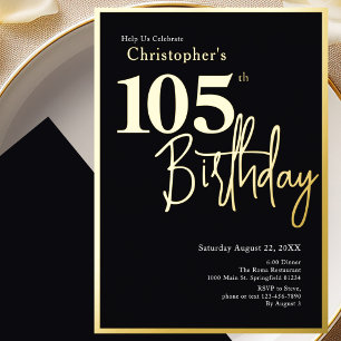 105th Birthday Invitation Modern Gold Foil