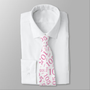 105th Birthday Random Number Pattern Pink Tie