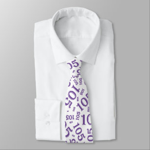 105th Birthday Random Number Pattern Purple Tie