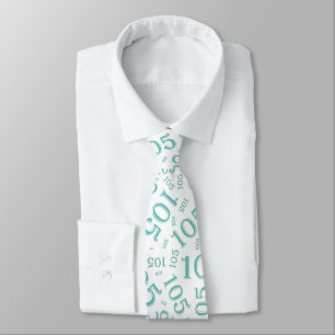 105th Birthday Random Number Pattern Teal Tie