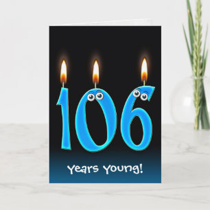 106th birthday candles on black card