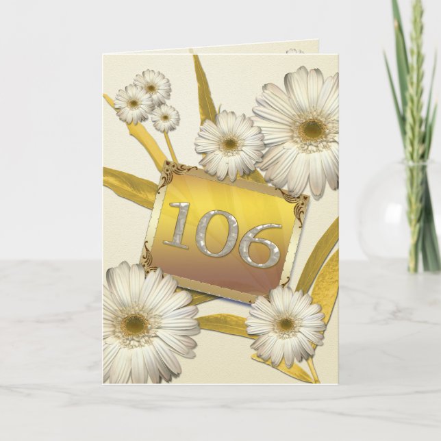 106th Birthday card with daisies. (Front)