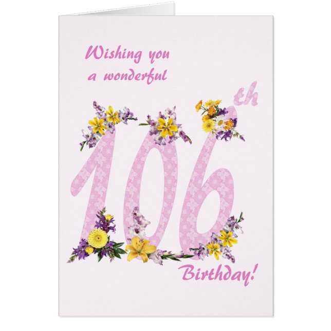 106th Birthday Flower Decorated Numbers (Front)