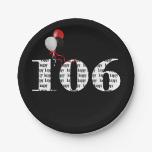 106th birthday party balloons paper plate