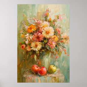 1071 Autumn Flowers And Apples Poster