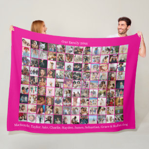 108 Photo Collage and Text Personalised DIY Custom Fleece Blanket