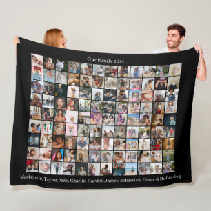 108 Photo Collage and Text Personalised DIY Custom Fleece Blanket