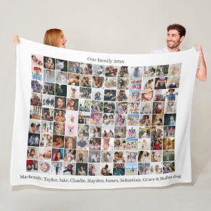 108 Photo Collage and Text Personalised DIY Custom Fleece Blanket