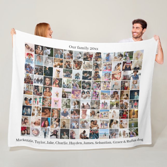 108 Photo Collage and Text Personalised DIY Custom Fleece Blanket (In Situ)