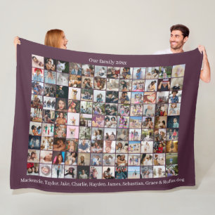 108 Photo Collage and Text Personalised DIY Custom Fleece Blanket