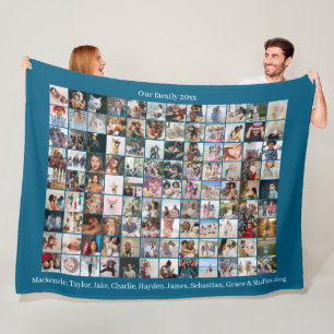 108 Photo Collage and Text Personalised DIY Custom Fleece Blanket
