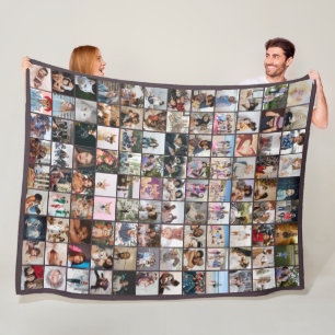 108 Photo Collage Unique Personalised DIY Custom Fleece Blanket