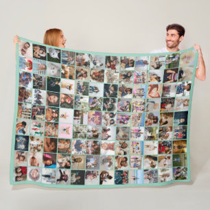 108 Photo Collage Unique Personalised DIY Custom Fleece Blanket