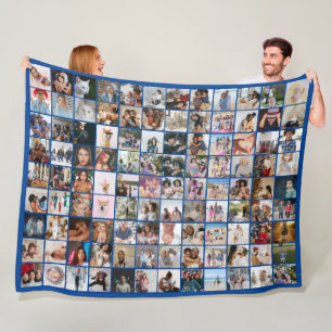 108 Photo Collage Unique Personalised DIY Custom Fleece Blanket