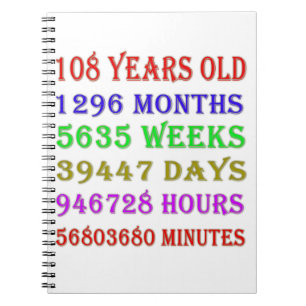 108th Birthday Milestones Notebook