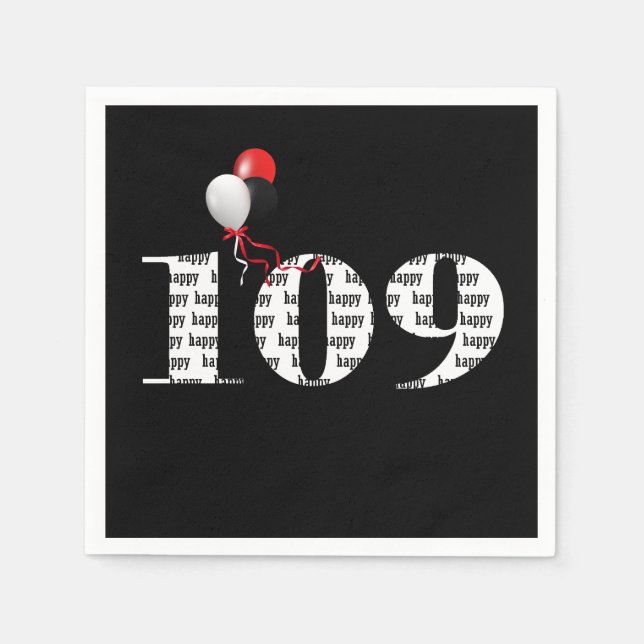 109th Birthday party balloons Napkin (Front)