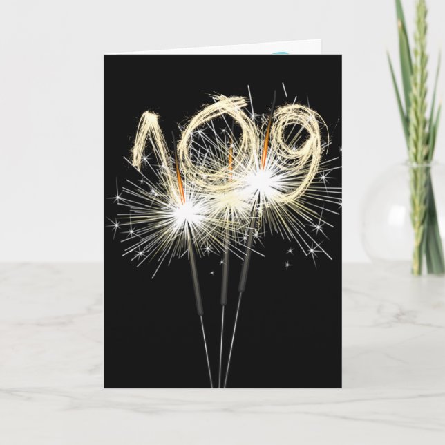 109th Birthday Sparklers on Black Card (Front)