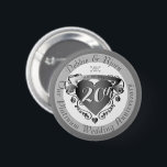 10,11,20th,25,70 Wedding Anniversary Heart Emblem  6 Cm Round Badge<br><div class="desc">Anniversaries are an achievement; it's their hard earned matrimony and it deserves aknowlegement so why not boldly say it with my silvery 3D emblem proudly displaying their number of years wedding anniversary!</div>