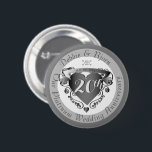 10,11,20th,25,70 Wedding Anniversary Heart Emblem  6 Cm Round Badge<br><div class="desc">Anniversaries are an achievement; it's their hard earned matrimony and it deserves aknowlegement so why not boldly say it with my silvery 3D emblem proudly displaying their number of years wedding anniversary!</div>