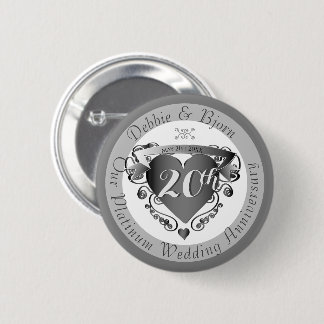 10,11,20th,25,70 Wedding Anniversary Heart Emblem  6 Cm Round Badge