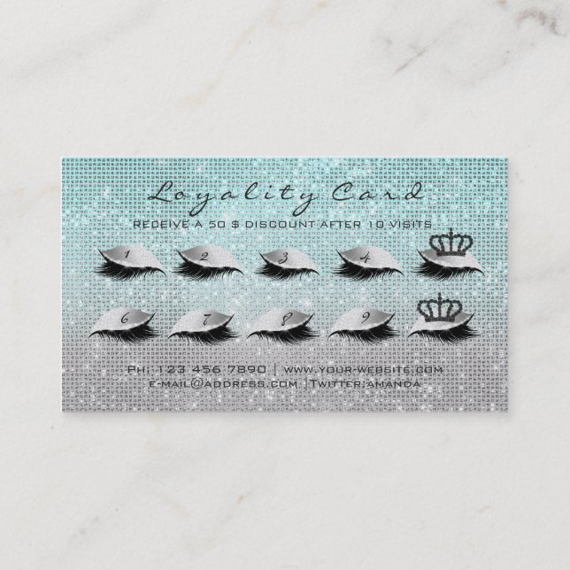 10/5 Crown  Makeup Lashes Extension Blue Grey  Loyalty Card (Back)