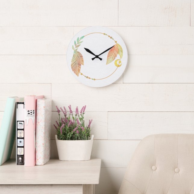 10.75" Boho Patterned Round Acrylic Wall Clock (Reading Room)