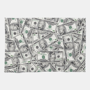 $10 Bill Money Pattern Tea Towel