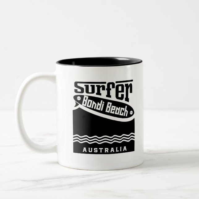 10 bondi beach surfer blank Two-Tone coffee mug (Left)