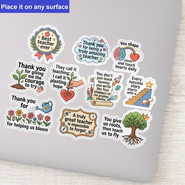 10 Bulk Retro Quotes | Best Teacher Appreciation (bulk teacher appreciation stickers, retro quote sticker pack, teacher thank you gift set)