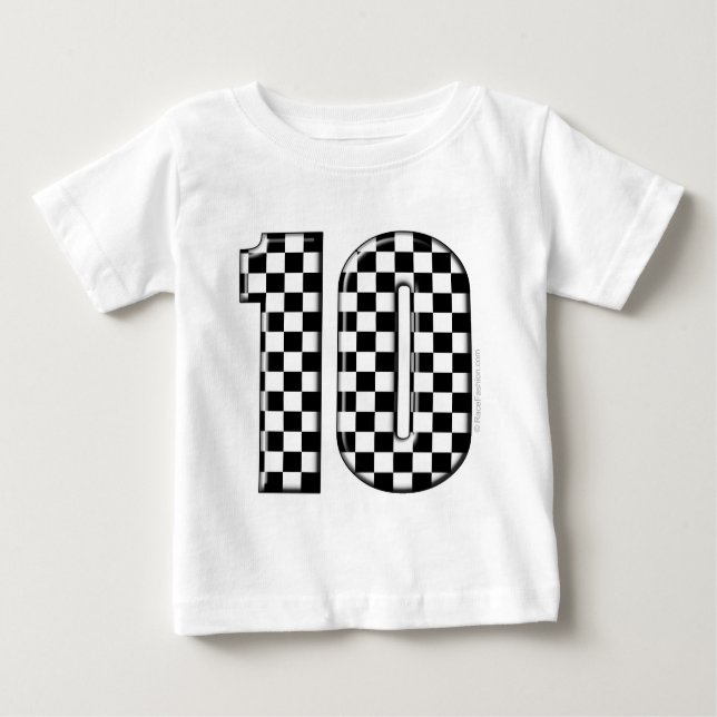10 chequered auto racing number baby T-Shirt (Front)