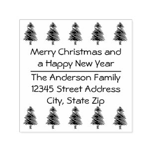 10 Christmas Trees - Square Self Inking Stamp