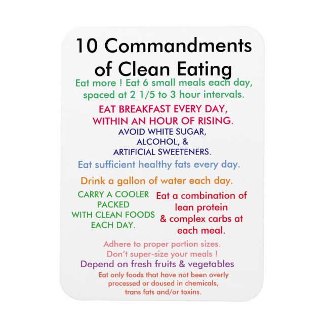 10 Commandments of Clean Eating Magnet (Vertical)