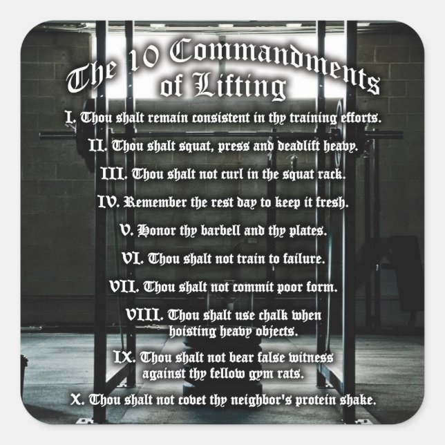 10 Commandments of Lifting Square Sticker (Front)