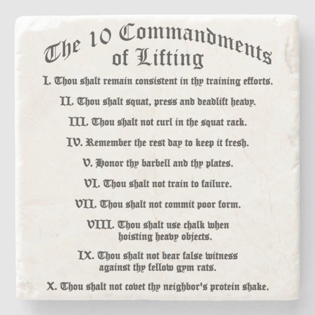 10 Commandments of Lifting Stone Coaster (Front)