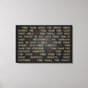 10 Commandments on Dark Wood 30" x 20" Canvas Wrap Print