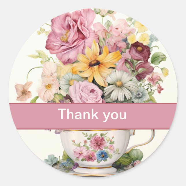 10 Cup of flowers Hershey's Miniatures Classic Round Sticker (Front)