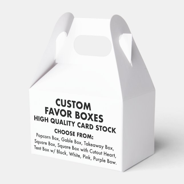 10 Custom Personalised Small Gable Favour Boxes (Front Side)
