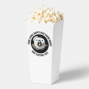 10 Custom Pool 8 Ball BLUE EYES Happy Face Popcorn Favour Box