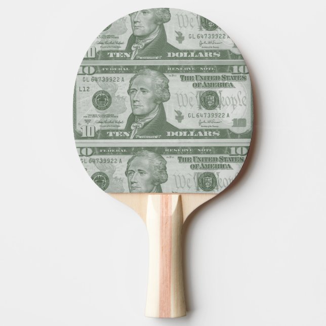 10 Dollar Bill Ping Pong Paddle (Front)